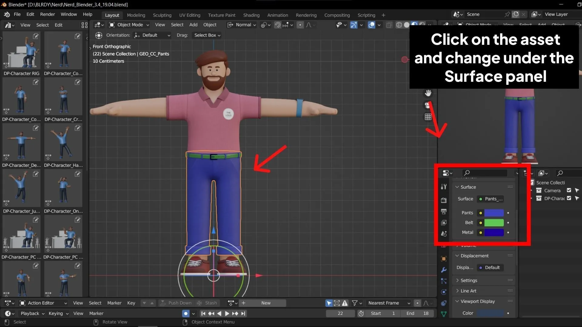 How to change color in Blender tutorial for Customizable Office Illustration Man
